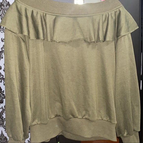 Olive Green Off the Shoulder Top!! Never Worn! - Picture 2 of 4